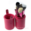 Pink Cosmetic Makeup Brushes Set Make up Tool With Leather Cup Holder